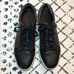 Bacco Bucci Black & Brown Leather Sneakers - Lace Up Men’s Shoes - US Size 9 EUC